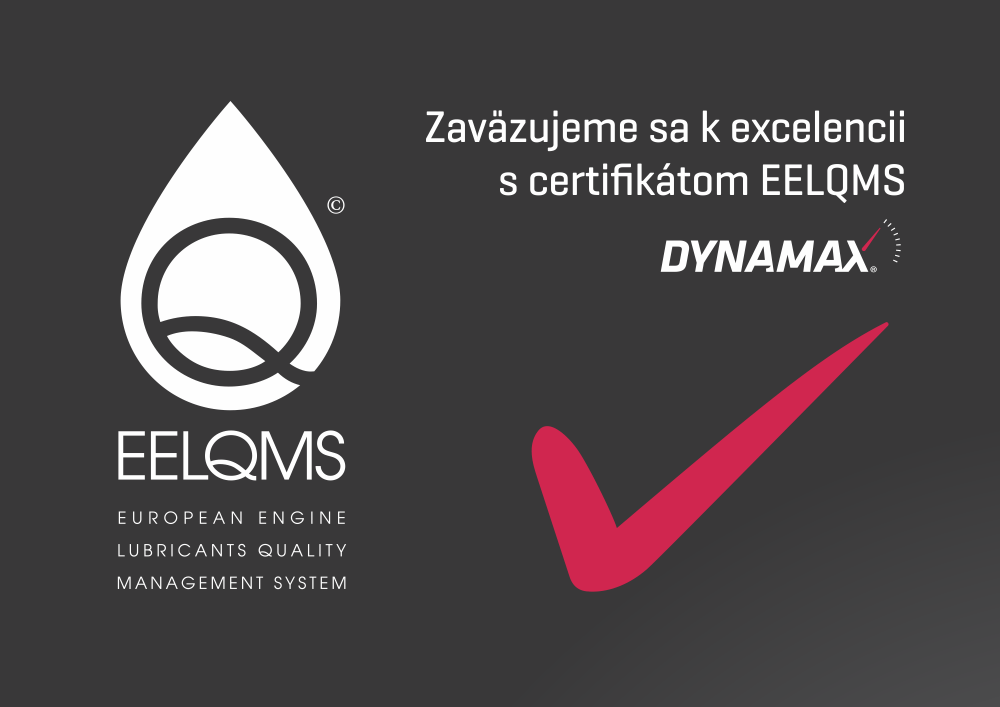 Certifikát EELQMS za kvalitu a výkonnostné parametre olejov a mazív DYNAMAX